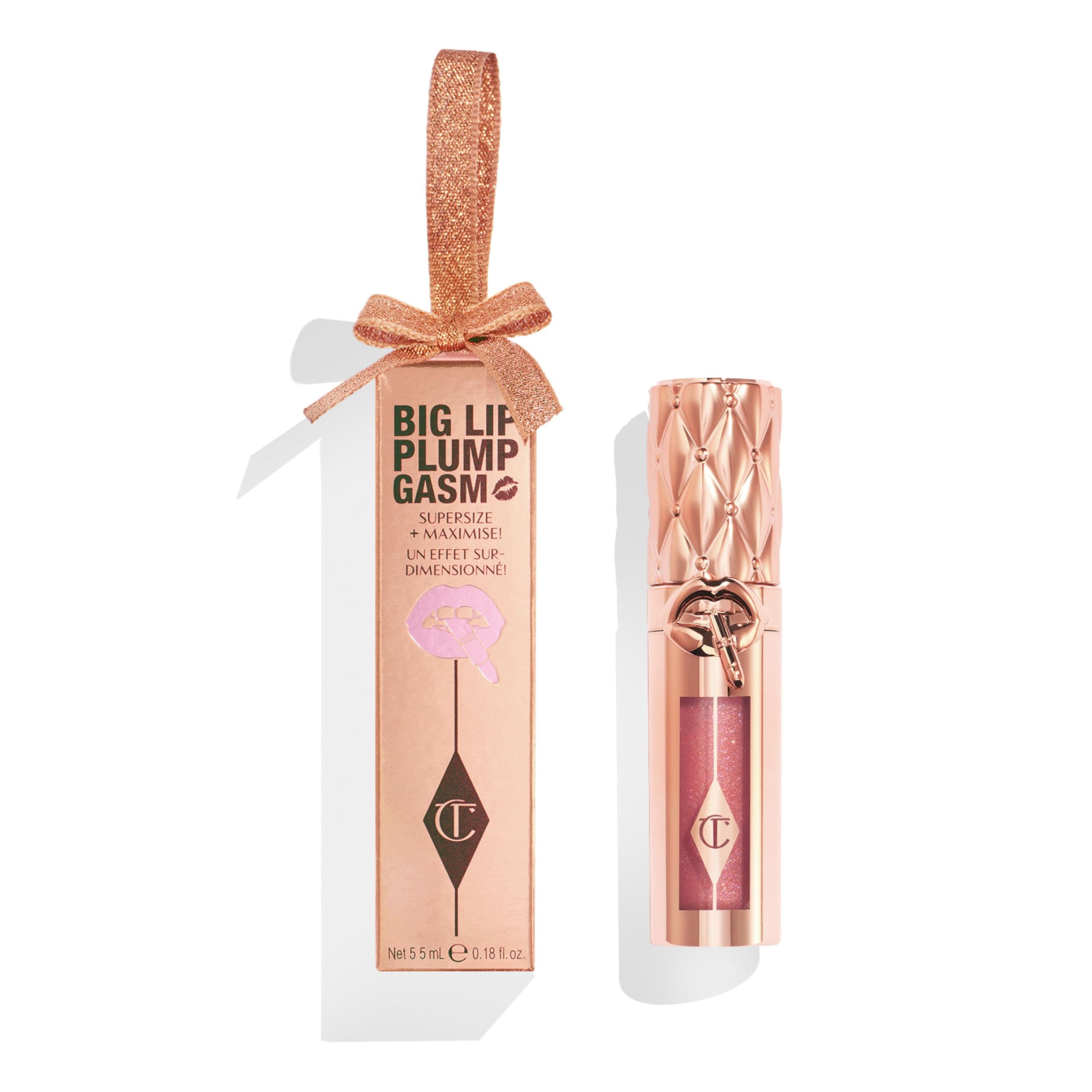Photo 1 of * APPEARS TO BE UNUSED * Charlotte Tilbury Big Lip Plumpgasm Lip Gloss - Hydrating Plumper with Hyaluronic Acid & Plumpgasm Heat + Ice Technology for Juicy, Glossy Fullness - Pink Diamonds