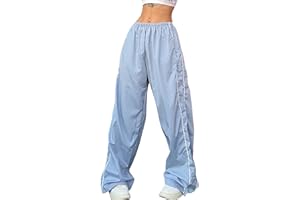 Himosyber Women's Parachute Pants Baggy Elasitc Waist Relaxed Y2K Track Pant Trousers