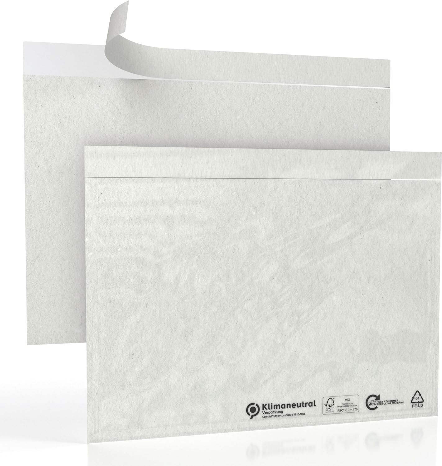 100 delivery note bags, blank, C6 = 17.5 x 13 cm, self-adhesive, transparent, paper bags, document bags, accompanying paper bags