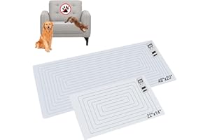 SEERWAY Scat Pet Shock Mat Upgraded 2 Pieces in Different Size, Shock Pads for Dogs and Cats Training Indoor, Electric Repellent Mat Keeps Pets off Couch, Sofa, Countertop, 3 Modes (48"x20" + 22"x14")