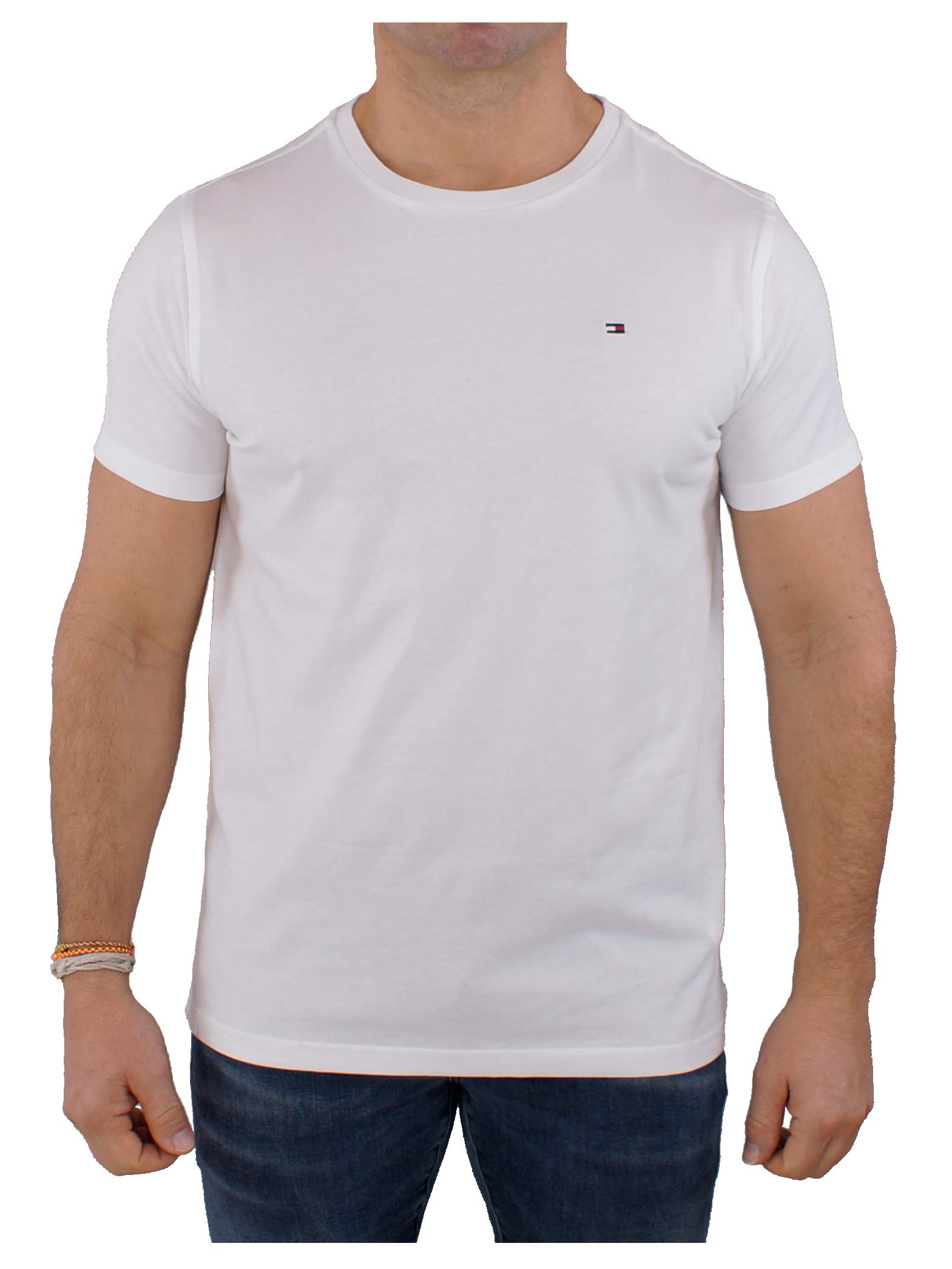 Tommy Hilfiger Herren T-Shirt Kurzarm Rundhalsausschnitt, Weiß (White), M