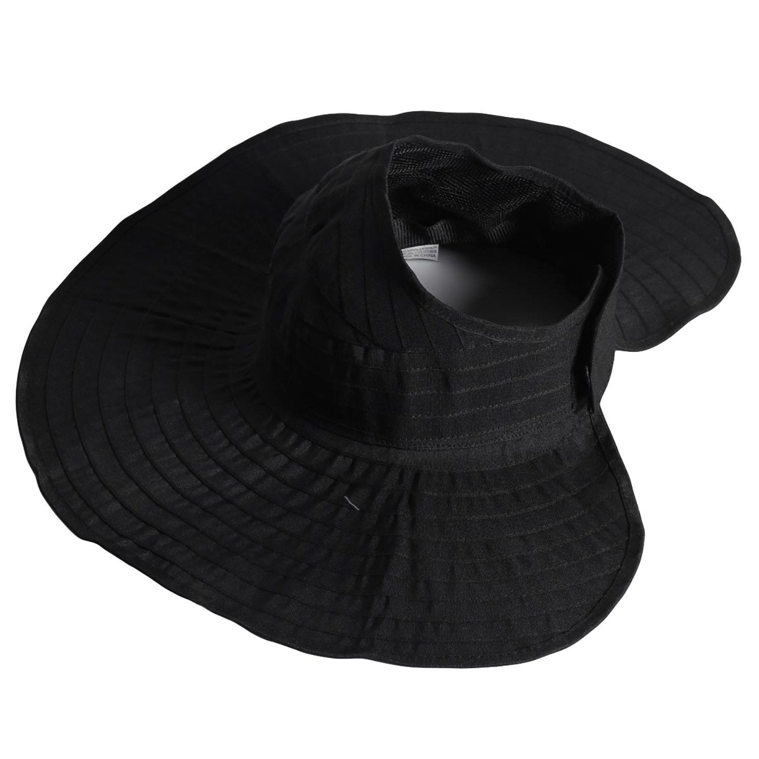 Womens Sun Hat SunJolly Portable Summer Wide Brim UV Protection Floppy Foldable Roll Up Beach Hat and 2PCS Parent-Child Hat for Travel (Women, Black)