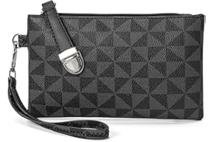 ANCK Women's Wristlet Handbags Clutch Purse Leather Cell Phone Wallet Handbag Credit Card Holder with Wrist Strap