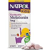 Natrol Kids Fast Dissolve Melatonin 1 mg, Dietary Supplement for Restful Sleep, Sleep Tablets for Kids, 40 Strawberry-Flavored Melatonin Tablets, 40 Day Supply