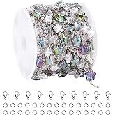 UMAOKANG 16.4 Colorful Star Chain for Jewelry Making Stainless Steel Chains Bulk on Spool with Jump Rings and Lobster Clasps