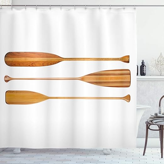 Amazon Com Ambesonne Oar Shower Curtain Three Traditional Wooden