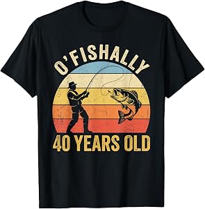 Ofishally 40 Years Old 40th Birthday Fishing T-Shirt