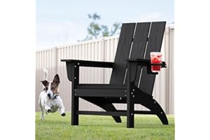 POLYDUN Modern Adirondack Chair, HDPE Plastic Patio Chairs for All Weather, Fire Pit Chair, Outdoor Lawn Chairs for Deck, Por