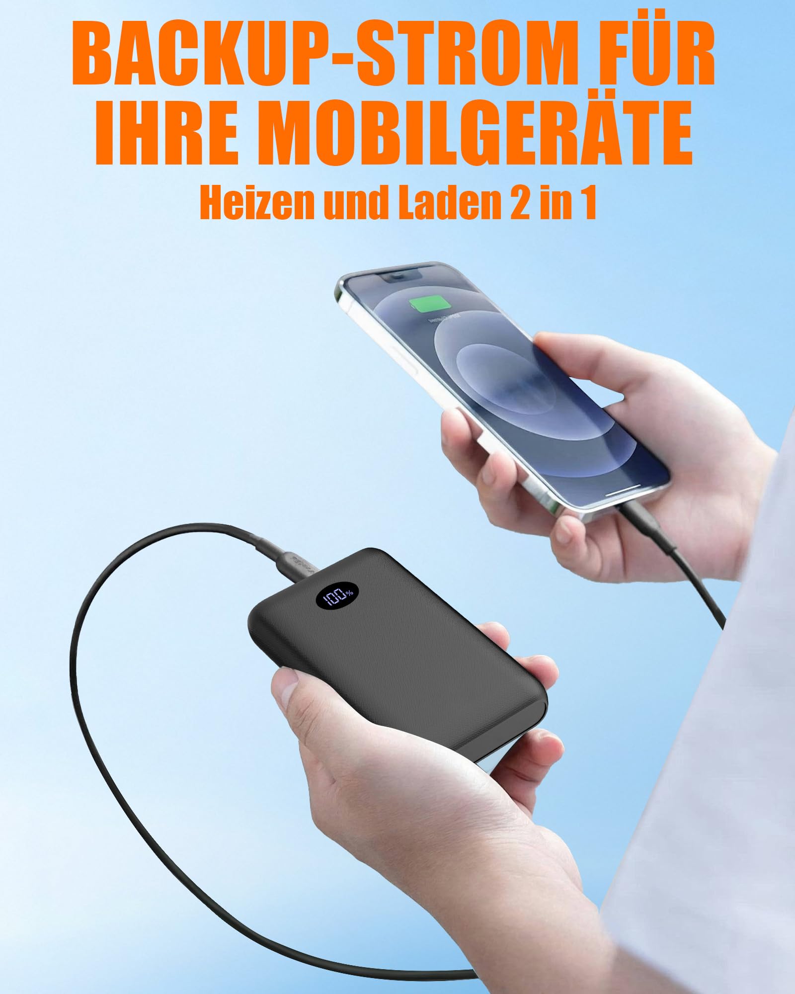 7,4V 2A 10000mAh Powerbank Für Heizweste Jacke Hose Und Beheizbare Unterwäsche – 5V3A Ersatzakku Für Heizkleidung 7