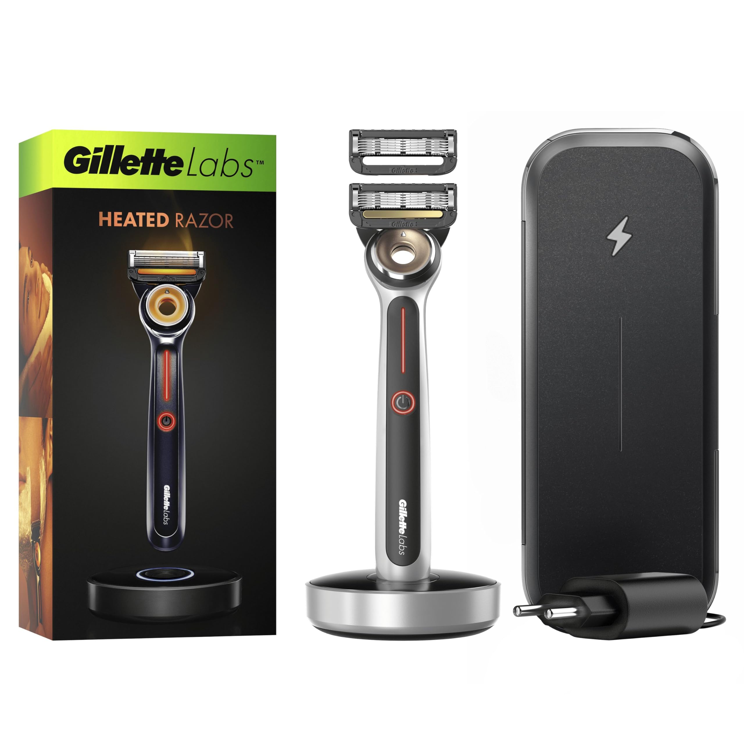 Gillette Labs Heated Men's Razor, Electric Razor with Travel Kit, 1 Razor Blade Refill, FlexDisc Technology, 100% Waterproof, Gifts for Men