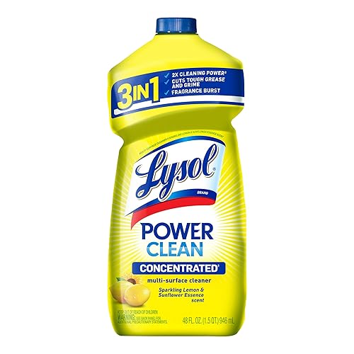 Lysol Power Clean Multi-Surface Cleaner, 2x Concentrated Pour, Sparkling Lemon & Sunflower Essence scent, 48 Fl Oz
