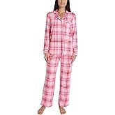 Laura Ashley Women's Plush Knit Pajamas 2 Piece Ultra Soft Brushed Long Sleeve Button Down Top and Pants Sleepwear Set