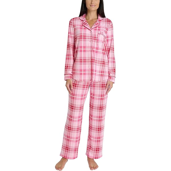 Laura Ashley Women's Pajamas 2 Piece Cotton Blend Notch Collar