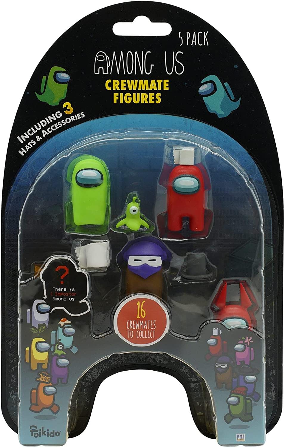 Among Us Crewmate Figures 5 Pack AU2040-H, Official Merchandise Perfect Collectable Figure Gift Game Fan (Green-Red)