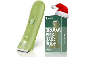 VIKICON Manscape Ball Trimmer, Waterproof Groin & Pubic Hair Trimmer for Men w/Light & Ceramic Blade, Electric Body Groomer Kit for Manscaping, Electric Razor Shavers - No Nicks, Gifts for Him