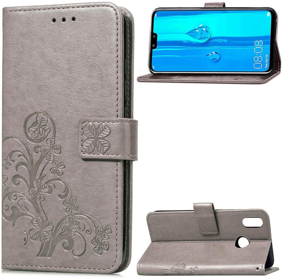 ZenFone Live L1 ZA550KL Wallet Stand Case, Knurling Flower Grass Cover[Hand Sling Money Credit Card ID Slots] TAITOU Soft TPU + PU Leather Ultralight Phone Case For ASUS ZenFone Live L1 Gray