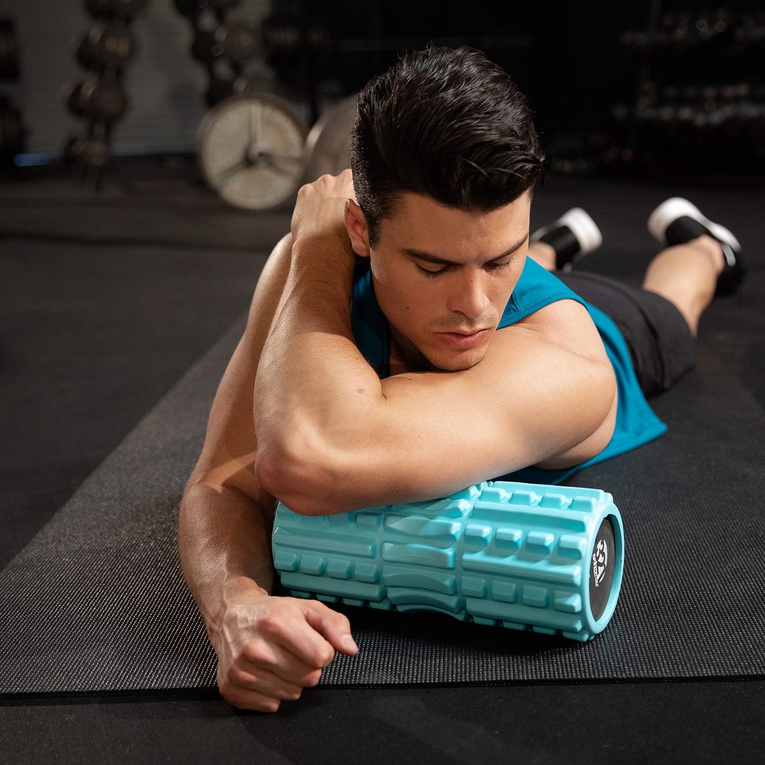 321 STRONG Foam Roller - Extra Firm High Density Deep Tissue Massager with Spinal Channel, for Muscle Massage and Myofascial Trigger Point Release, with 4K eBook - Aqua: Sports & Outdoors
