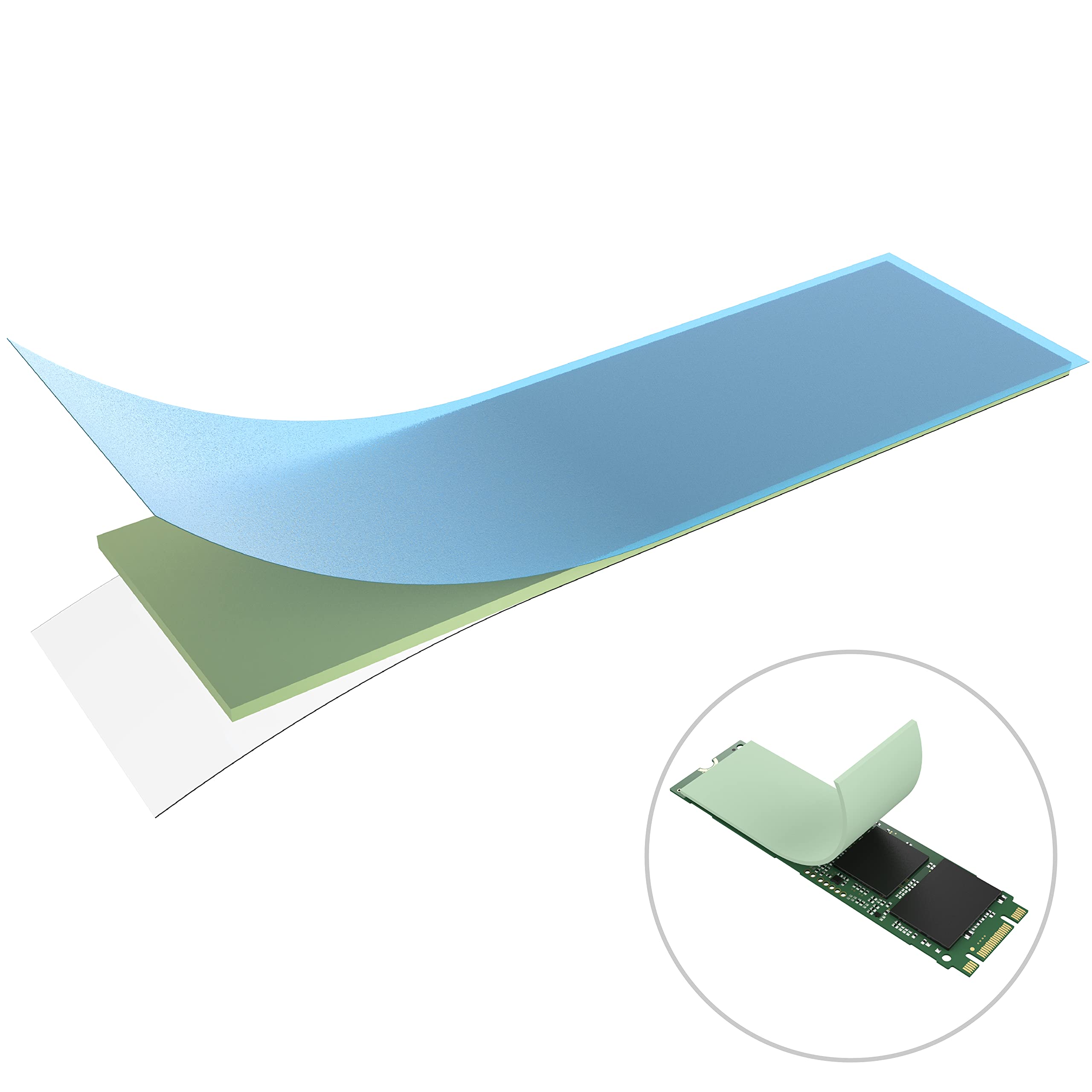 Akasa M.2 SSD Thermal Pad | 70X20X1mm | Non-electrically and Non-corrosive conductive Thermal Pads | For M.2 2280 SSD,CPU, GPU, RAM, SSD and LED’s | AK-TT140-01