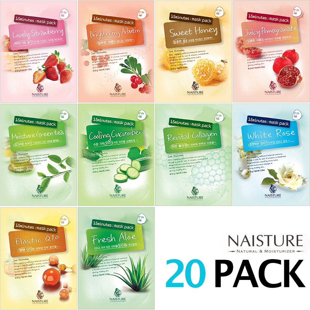 Buy NAISTURE Collagen Facial Mask Sheet Pack Essence Face Masks with 20 sheets 15 Minute