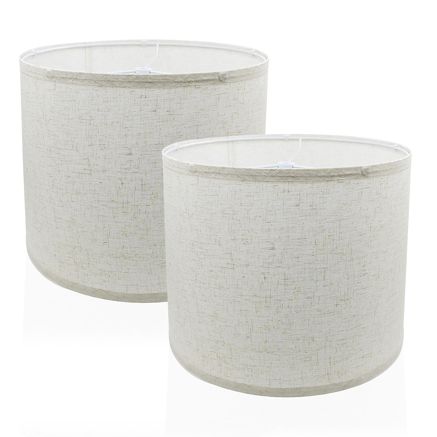 Photo 1 of HSIULMY Lampshades, Set of 2 Linen Linen Drum Lamp Shades 11.6" Top x 12.6" Bottom x 9.8" High, Spider Fitter Replacement for Table/Floor/Bedside Lamps, Easy Assembly, Modern & Rustic Home Decor