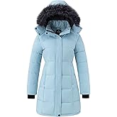 wantdo Women's Waterproof Winter Coat Warm Long Puffer Jackets with Faux Fur Hood Thicken Parka