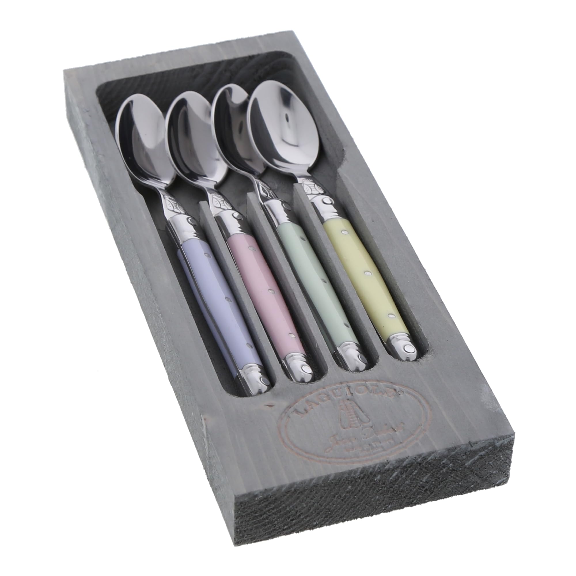 Jean Dubost JD97454.Past 4 Dessert Spoons, Stainless Steel, Pastel