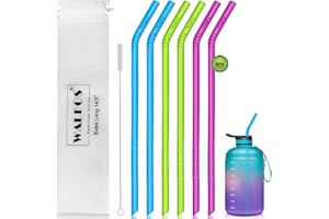 WALFOS 14.5 inch Extra Long Reusable Silicone Straws, Big Sizes Flexible Bendable Straws for 1/Half Gallon Large Water Bottle