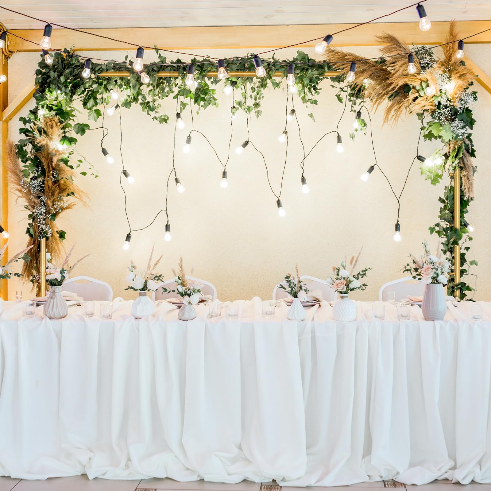 Photo 1 of Bouiexye Over-The-Table Rod Stand with Clamps, Gold Adjustable 13''-42'' Tall, 29"-98" Length, Flower Arch for Wedding, Birthday, Party, Halloween, Christmas Decoration