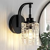 JSDORSY Matte Black Wall Sconce, 1-Light Bathroom Vanity Light Fixture with Clear Glass Shade,Modern Wall Light for Mirror Li