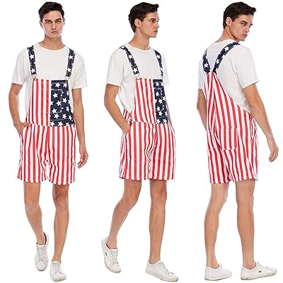 Buy Jumpfolia Unisex Patriotic American Flag Print Denim Bib Overall Shorts Jeans Mens Womens One Piece Jumpsuit Online In Turkey B08gyggsrz