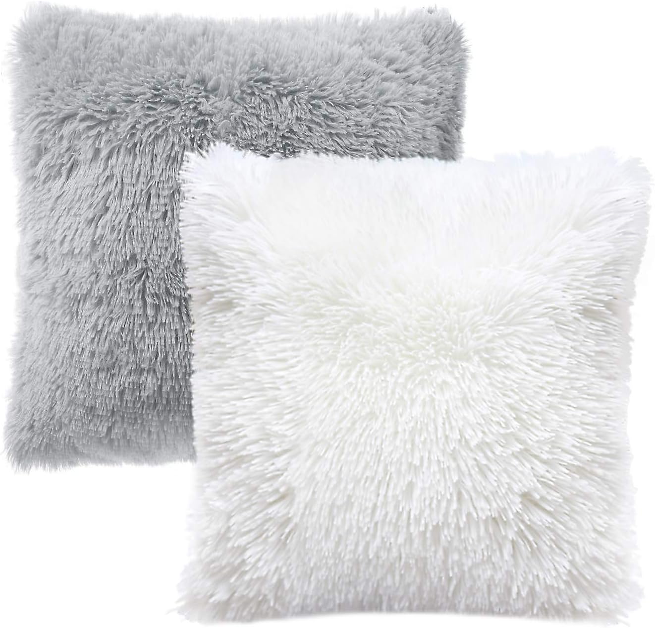 KONUNUS 2 Pack Fluffy Cushion Covers Faux Fur Plush Throw Pillow Covers