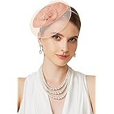 BABEYOND Fascinators Hats for Women - Tea Party Hat Kentucky Fascinator Derby Flower Mesh Pillbox Hat for Bridal Wedding
