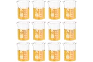 PATIKIL 10ml Low Form Measuring Cup, 16 Pcs 3.3 Borosilicate Glass Beaker Graduated Measuring Pitcher with Spout for Lab Expe