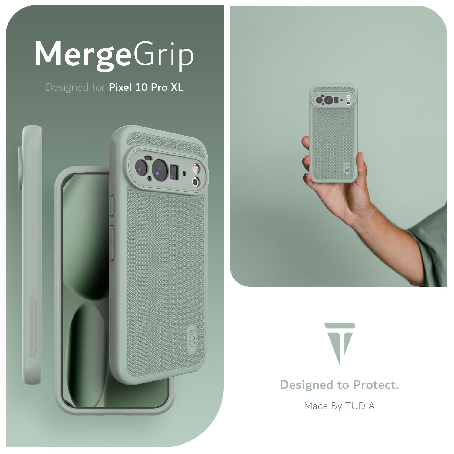 TUDIA DualShield Grip kompatibel mit Google Pixel 10 Pro XL 2025 Hülle [Pixelsnap & MagSafe-kompatibel] Militärqualität doppellagig stoßfest robust strapazierfähig Schutzhülle – Grüne Lilie 6