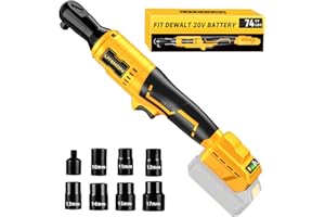 LITEKON Cordless Ratchet Wrench Set Compatible with𝗗𝗘-𝗪𝗔𝗟𝗧 20V Max Battery (No Battery) - 74Ft-lbs 650 RPM High Power 3/8-inch Brushless Electric Power Ratchet Wrench Tool with LED Light