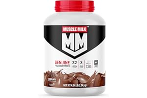 Muscle Milk Genuine Protein Powder, Chocolate, 4.94 Pound, 32 Servings, 32g Protein, 2g Sugar, Calcium, Vitamins A, C & D, NSF Certified for Sport, Energizing Snack, Packaging May Vary