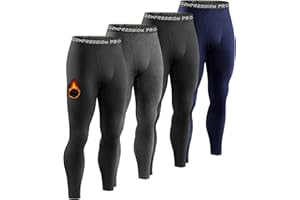Dalavch 4 Pack Men Thermal Compression Pants,Fleece Lined Heated Leggings for Cold Weather Sports Athletic Winter Baselayer