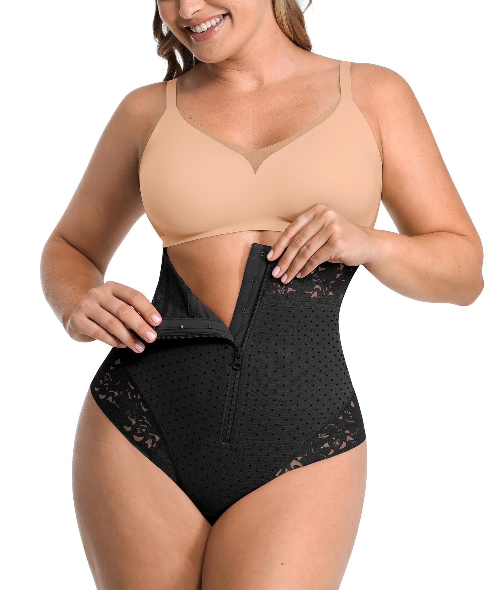 Photo 1 of SHAPELLX Shapewear Tummy Control Women Thong Body Shaper Shaping Thong Shapewear Zipper Waist Slimmer Panties Shape Wear
