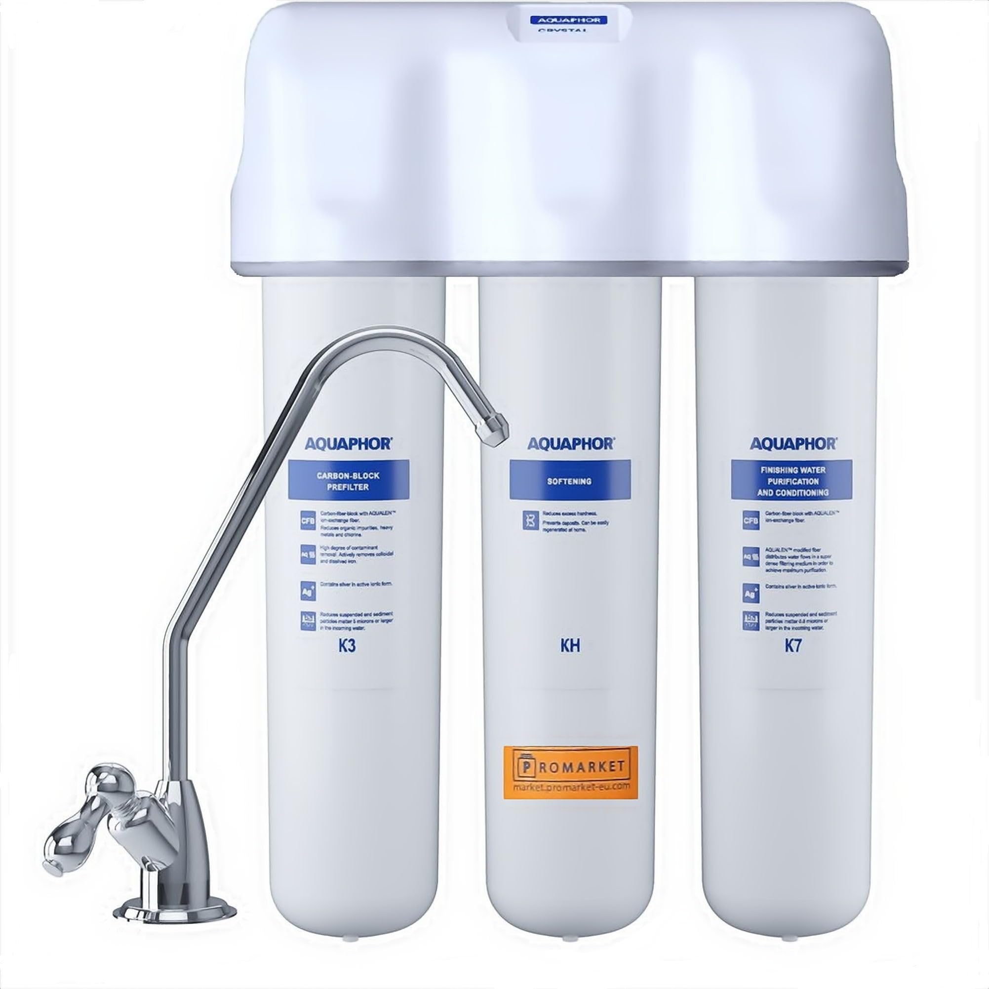AQUAPHOR Crystal H water filter system with filter K3, K7, KH for hard water.