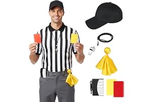 Tinyones Striped Referee Shirt Halloween Costume Men's, Football Soccer Sports and Halloween Cosplay