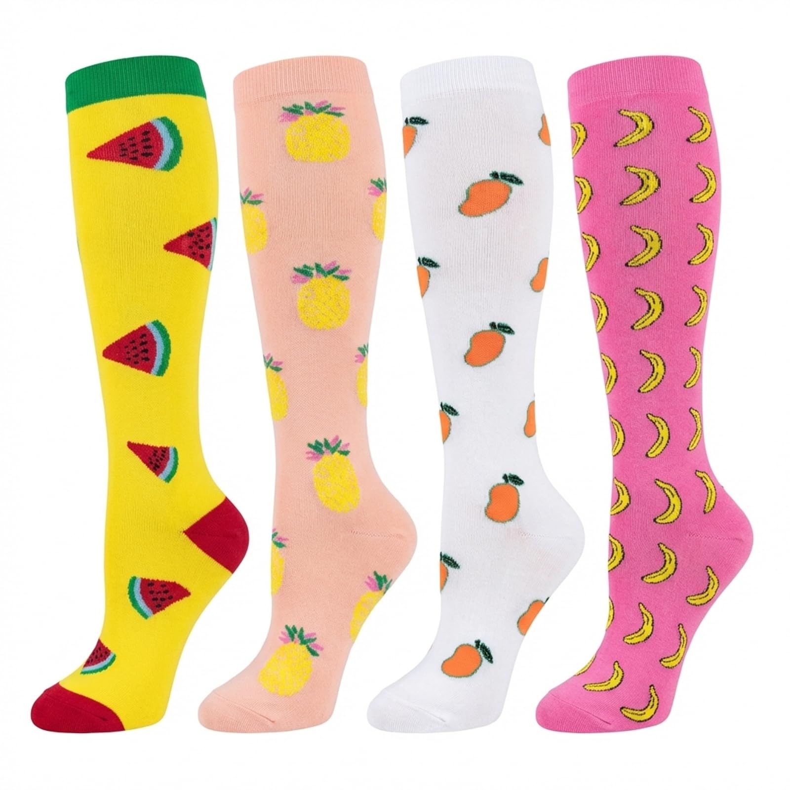 LEOSTEP Compression Socks for Men & Women (4Pair) Non-Slip Long Tube Stocking Ideal for Running,Travel,Flight