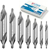 7 Pieces Center Drill Bits Set, M2 High Speed Steel 60-Degree Angle Center Drill Bits Kit Countersink Tools for Lathe Metalworking Size 1.0 1.5 2.0 2.5 3.0 4.0 5.0