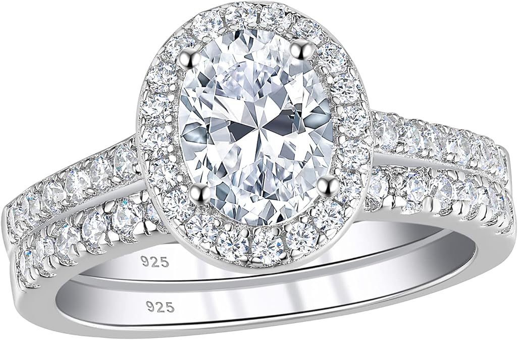 Wuziwen 2Ct Vintage Engagement Wedding Ring Set for Women CZ 925