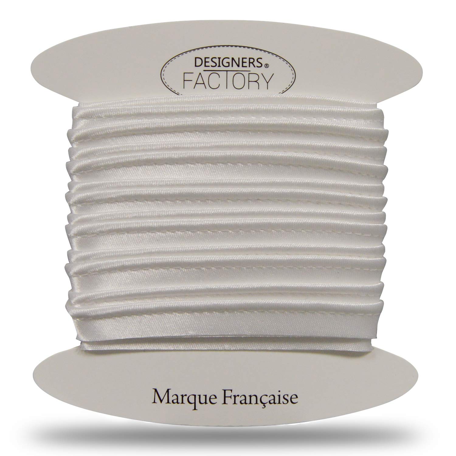 designers-factory Satin Piping Cord for Sewing and Crafts - Ideal for Fine Finishes, Place Between 2 Fabric or Edging Your Creations. (White, 10 metres)