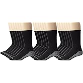 Dickies Men's Dri-Tech Comfort Crew Socks, Black, 18 Pair