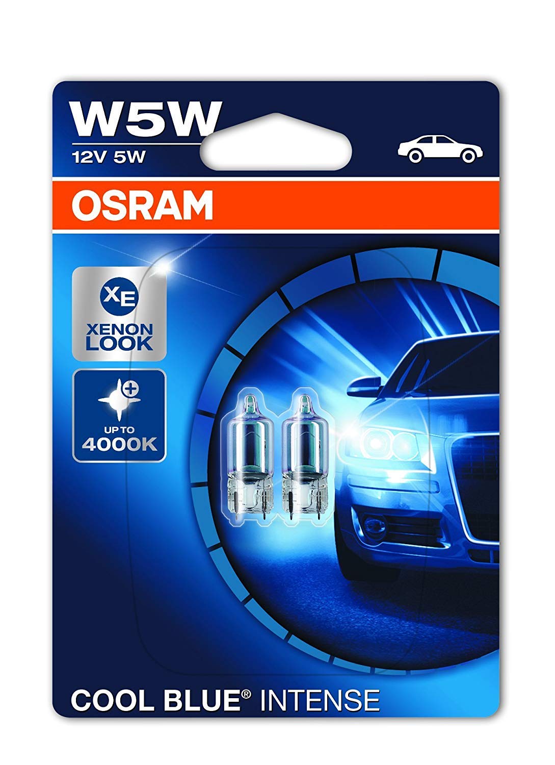OSRAM COOL BLUE INTENSE W5W halogen, license plate position light, 2825HCBI-02B, 12 V passenger car, double blister (2 unit)