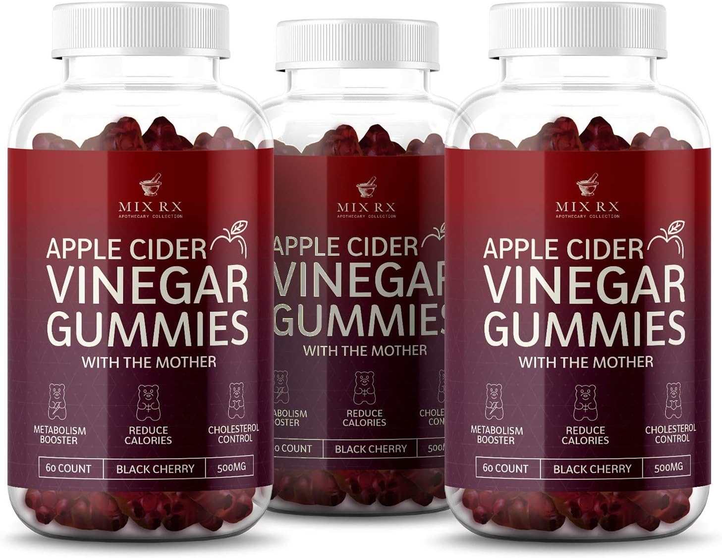 (3 Pack) Premium Organic Apple Cider Vinegar Gummies with The Mother for Energy, Diet Control - Gummy Alternative to Apple Cider Vinegar Capsules, Pills, ACV Tablets - Weight Loss, Detox, Cleanse