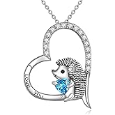 YFN Hedgehog Necklace Sterling Silver Heart Jewelry for Women 18"