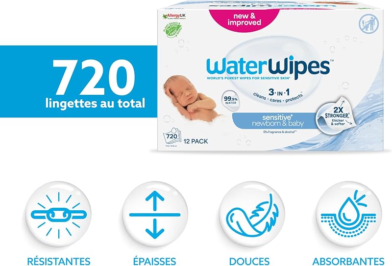 Sensitive+ Newborn & Baby Wipes, 12 Paquets