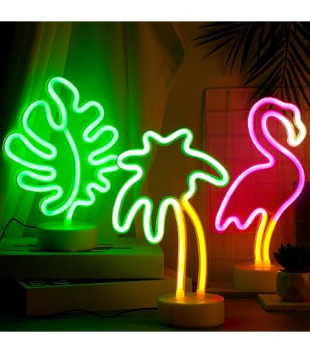 Amazon.com: Liliful 3 Pcs Flamingo Neon Sign Coconut Palm Tree